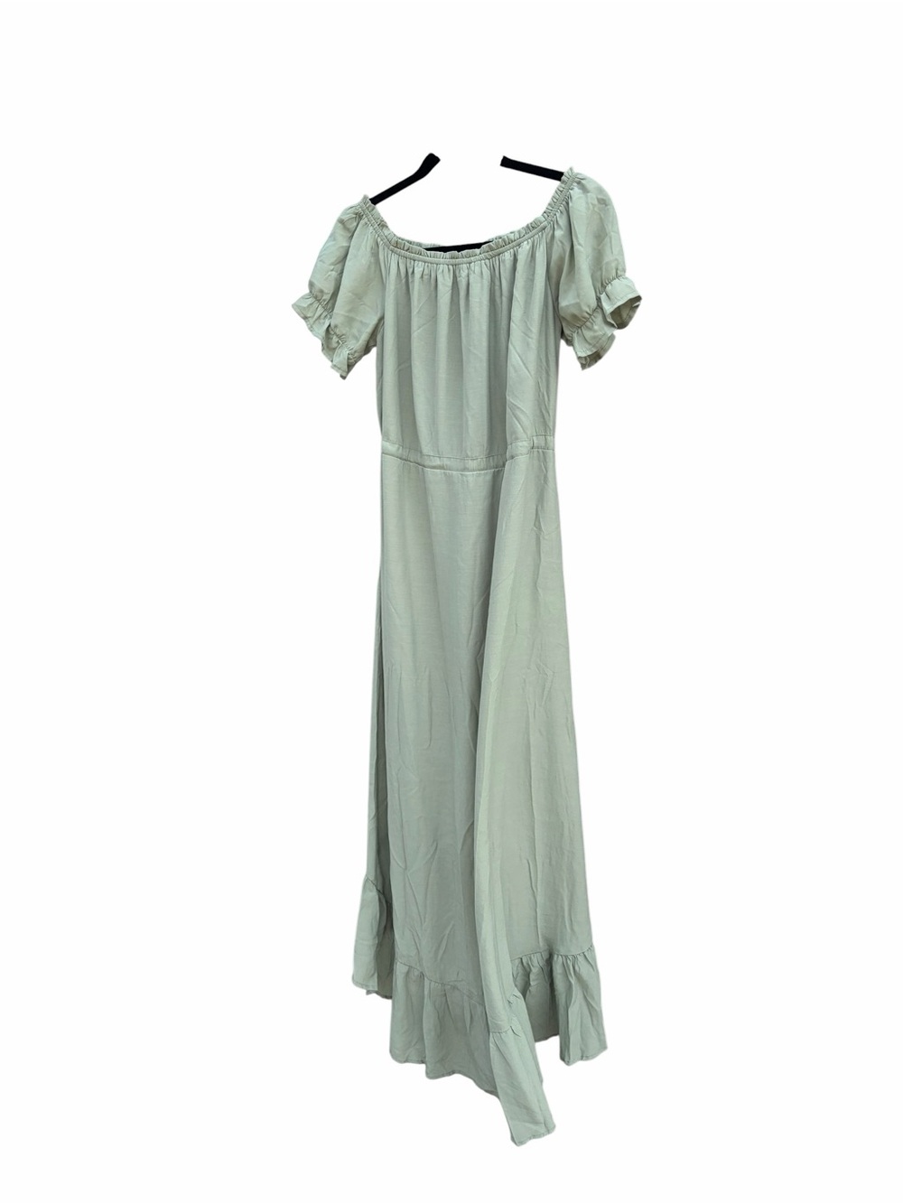 Off-Shoulder Sage Green Ruffle-Hem Maxi Dress - Picture 6 of 7